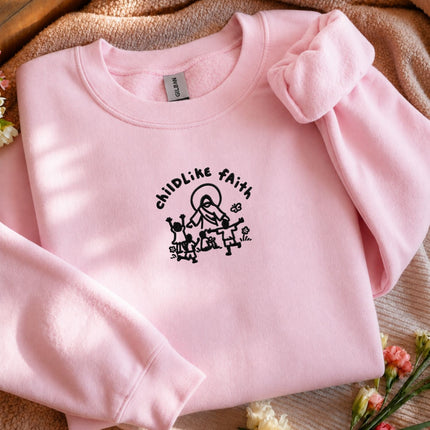 Childlike Faith Jesus Embroidered Sweatshirt