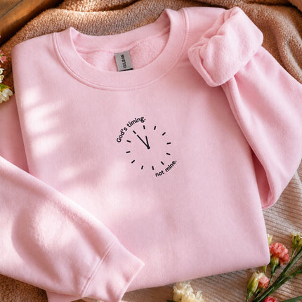 God's Timing Not Mine Embroidered Sweatshirt