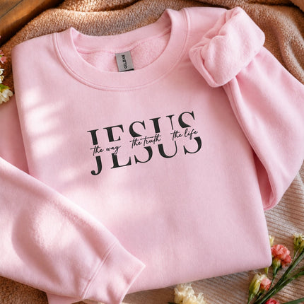 Jesus The Way The Truth The Life Embroidered Sweatshirt