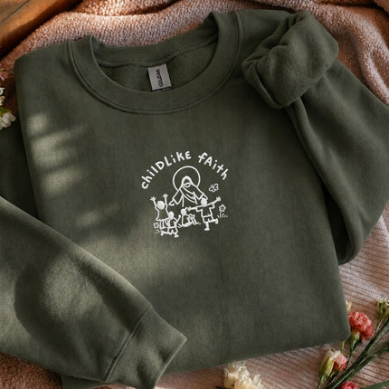 Childlike Faith Jesus Embroidered Sweatshirt