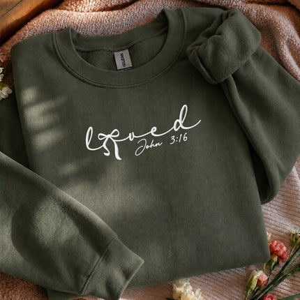 Loved John 3:16 Embroidered Sweatshirt