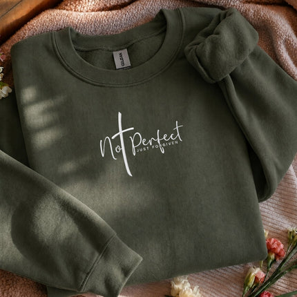 Not Perfect Just Forgiven Embroidered Sweatshirt