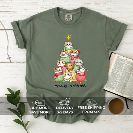Comfort Colors Meowy Christmas T-Shirt