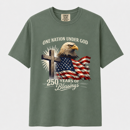 Comfort Colors One Nation Under God 250 Years of Blessings T-Shirt