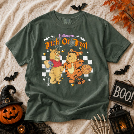 Comfort Colors Halloween Tigger And Pooh Trick Or Treat T-shirt