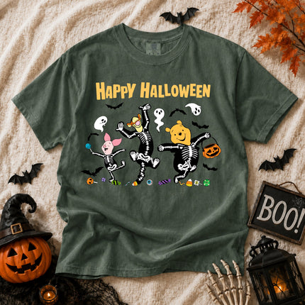 Comfort Colors Cute Halloween Pooh Friends Skeleton Dance T-shirt
