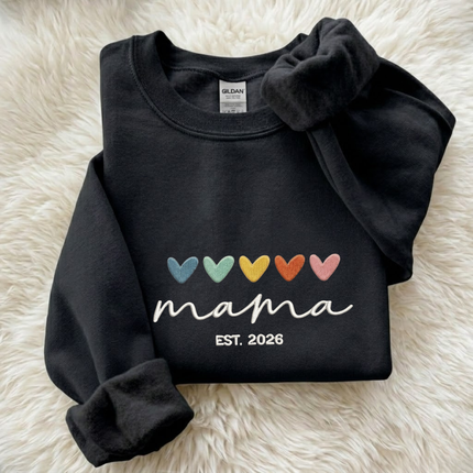 Mama with hearts Embroidered Sweatshirt