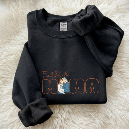 Faithful Mama Embroidered Sweatshirt