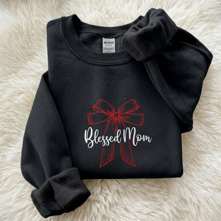 Blessed Mom Embroidered Sweatshirt