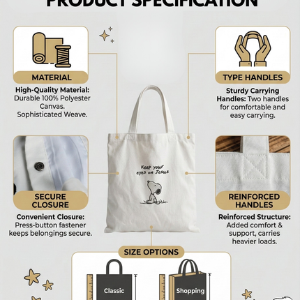 Keep Your Eyes On Jesus Embroidered Tote Bag