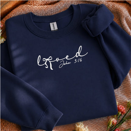Loved John 3:16 Embroidered Sweatshirt