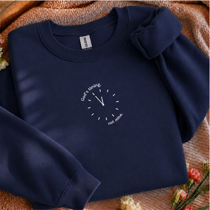 God's Timing Not Mine Embroidered Sweatshirt