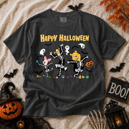 Comfort Colors Cute Halloween Pooh Friends Skeleton Dance T-shirt