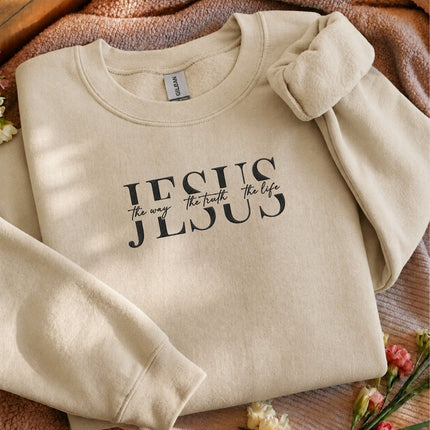 Jesus The Way The Truth The Life Embroidered Sweatshirt