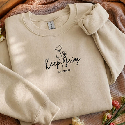 Keep Going Galatians 69 Embroidered Sweatshirt