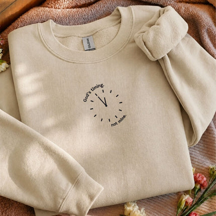God's Timing Not Mine Embroidered Sweatshirt