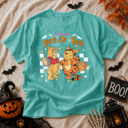 Comfort Colors Halloween Tigger And Pooh Trick Or Treat T-shirt