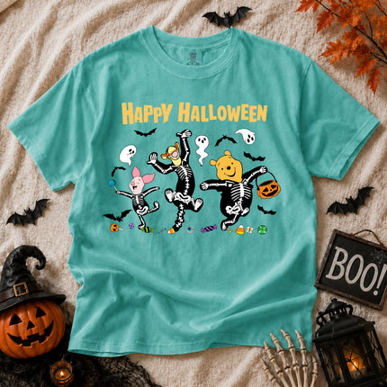 Comfort Colors Cute Halloween Pooh Friends Skeleton Dance T-shirt