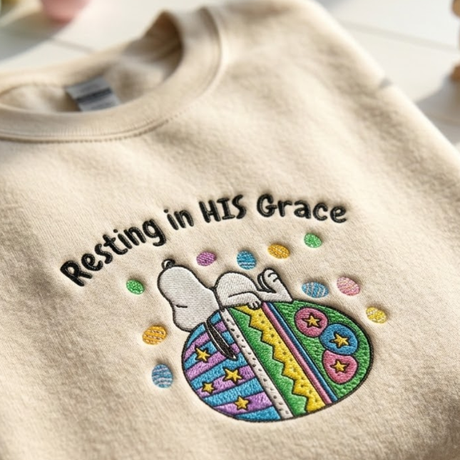 Resting in HIS Grace Embroidered Sweatshirt