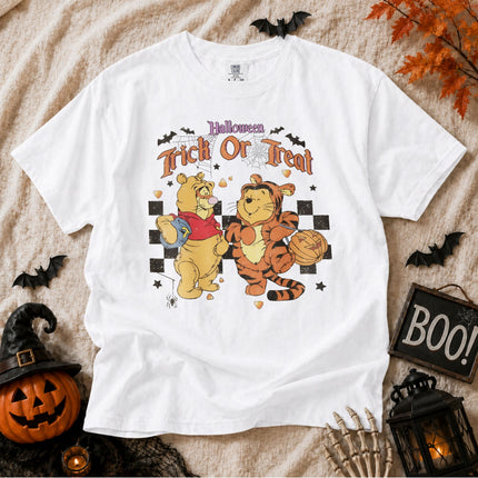 Comfort Colors Halloween Tigger And Pooh Trick Or Treat T-shirt