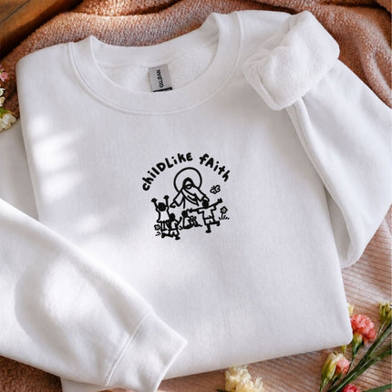 Childlike Faith Jesus Embroidered Sweatshirt