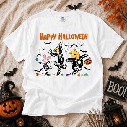 Comfort Colors Cute Halloween Pooh Friends Skeleton Dance T-shirt