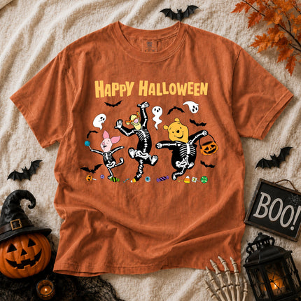 Comfort Colors Cute Halloween Pooh Friends Skeleton Dance T-shirt